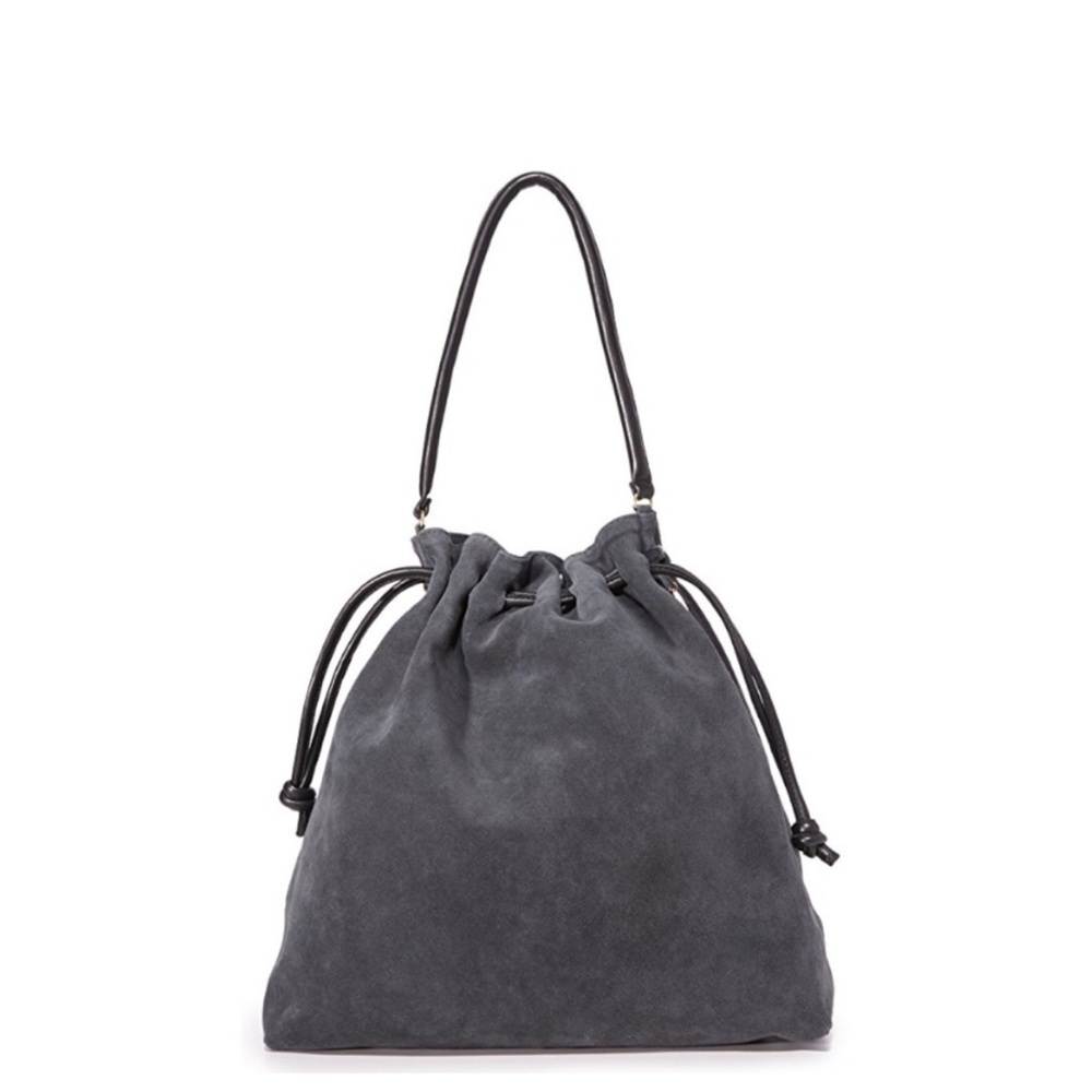 Clare V Gray Suede Drawstring Bag